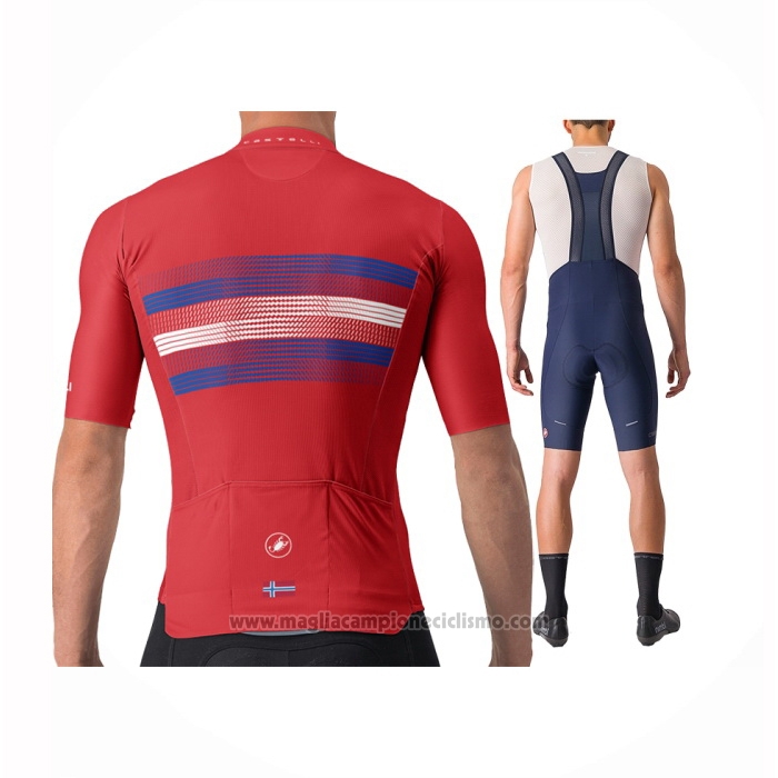 2024 Abbigliamento Ciclismo Castelli Rosso Blu Manica Corta e Salopette