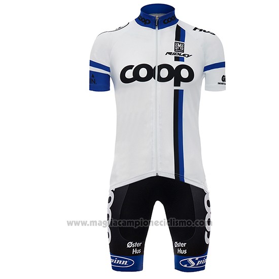 2017 Abbigliamento Ciclismo Coop Bianco Manica Corta e Salopette
