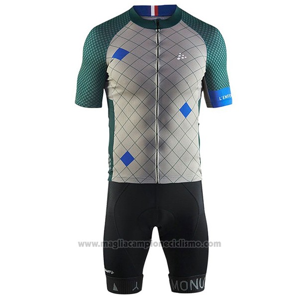 2017 Abbigliamento Ciclismo Craft Monuments Argentato e Verde Manica Corta e Salopette