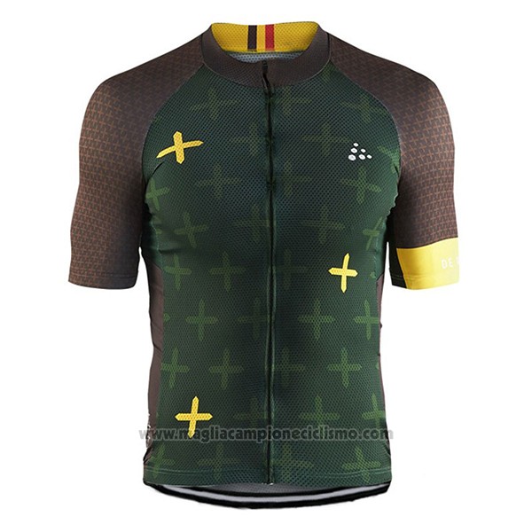 2017 Abbigliamento Ciclismo Craft Monuments Marrone e Verde Manica Corta e Salopette