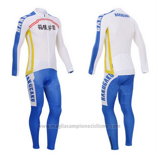 2014 Abbigliamento Ciclismo Fox Cyclingbox Bianco e Blu Manica Lunga e Salopette