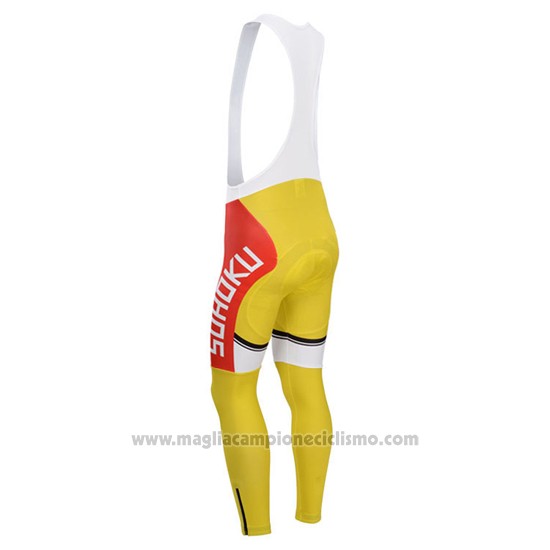 2014 Abbigliamento Ciclismo Fox Cyclingbox Bianco e Giallo Manica Lunga e Salopette