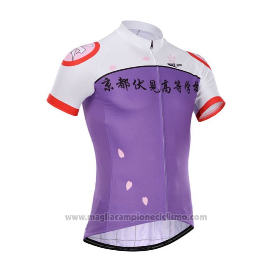 2014 Abbigliamento Ciclismo Fox Cyclingbox Bianco e Viola Manica Corta e Salopette
