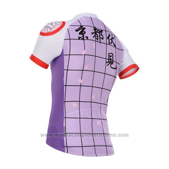2014 Abbigliamento Ciclismo Fox Cyclingbox Bianco e Viola Manica Corta e Salopette