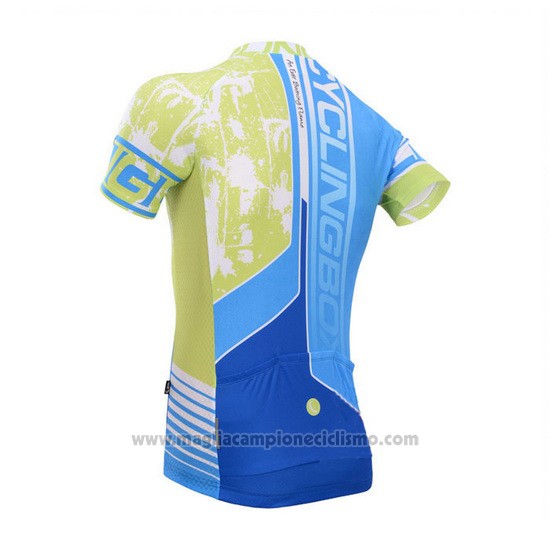2014 Abbigliamento Ciclismo Fox Cyclingbox Giallo e Celeste Manica Corta e Salopette