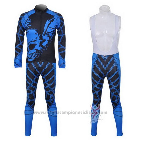 2014 Abbigliamento Ciclismo Fox Cyclingbox Nero e Blu Manica Lunga e Salopette
