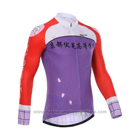 2014 Abbigliamento Ciclismo Fox Cyclingbox Rosso e Viola Manica Lunga e Salopette