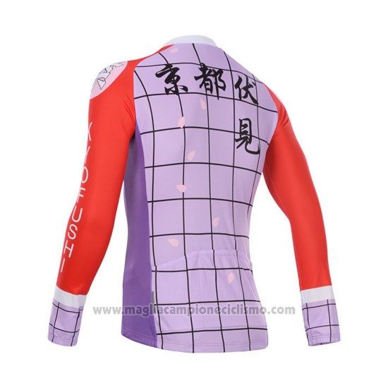 2014 Abbigliamento Ciclismo Fox Cyclingbox Rosso e Viola Manica Lunga e Salopette