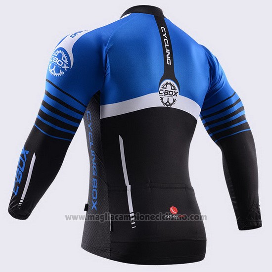 2015 Abbigliamento Ciclismo Fox Cyclingbox Nero e Blu Manica Lunga e Salopette