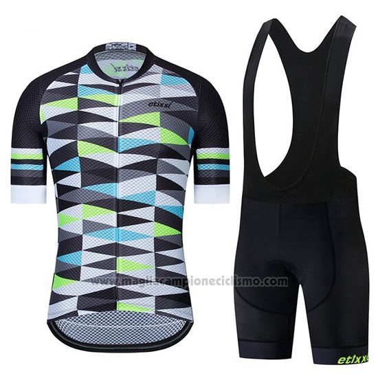 2019 Abbigliamento Ciclismo Etixxl Nero Grigio Verde Manica Corta e Salopette