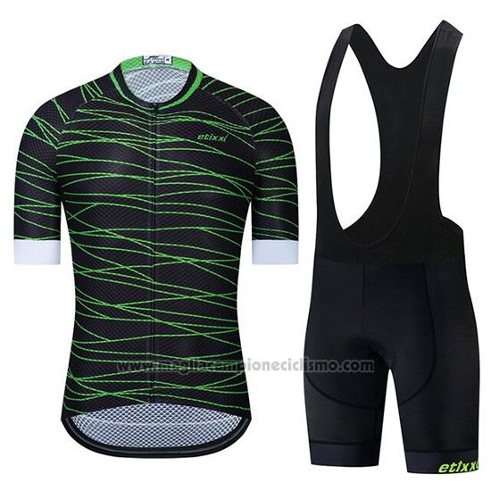 2019 Abbigliamento Ciclismo Etixxl Nero Verde Manica Corta e Salopette