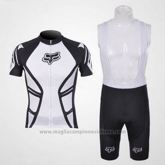 2011 Abbigliamento Ciclismo Fox Bianco e Nero Manica Corta e Salopette