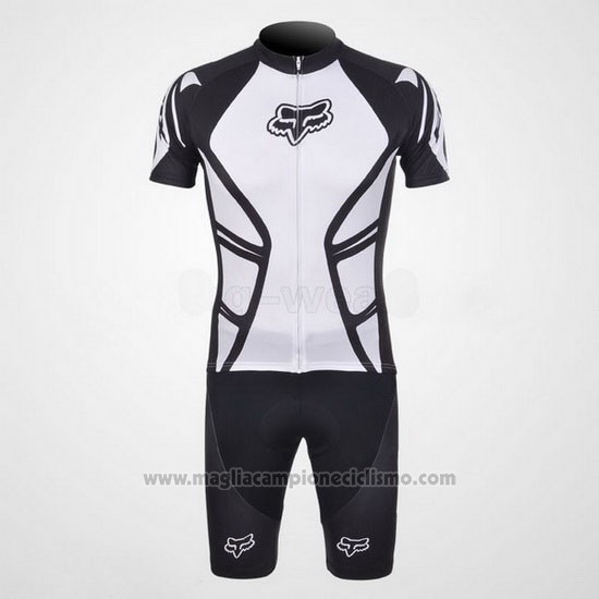 2011 Abbigliamento Ciclismo Fox Bianco e Nero Manica Corta e Salopette