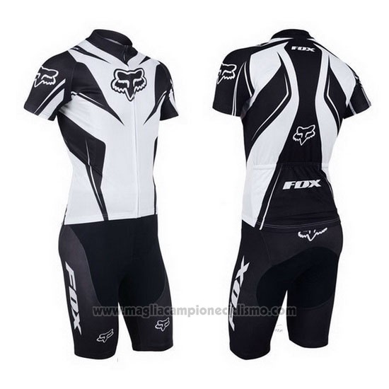 2013 Abbigliamento Ciclismo Fox Bianco e Nero Manica Corta e Salopette
