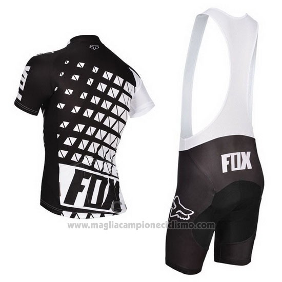2014 Abbigliamento Ciclismo Fox Bianco e Nero Manica Corta e Salopette