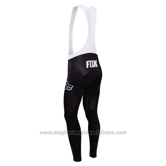 2014 Abbigliamento Ciclismo Fox Bianco e Nero Manica Lunga e Salopette