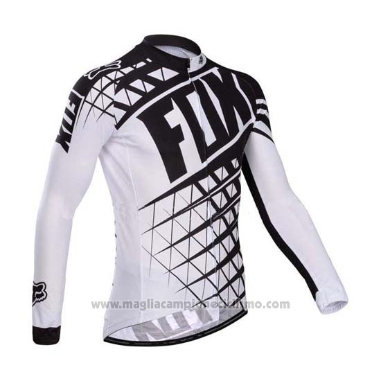 2014 Abbigliamento Ciclismo Fox Bianco e Nero Manica Lunga e Salopette