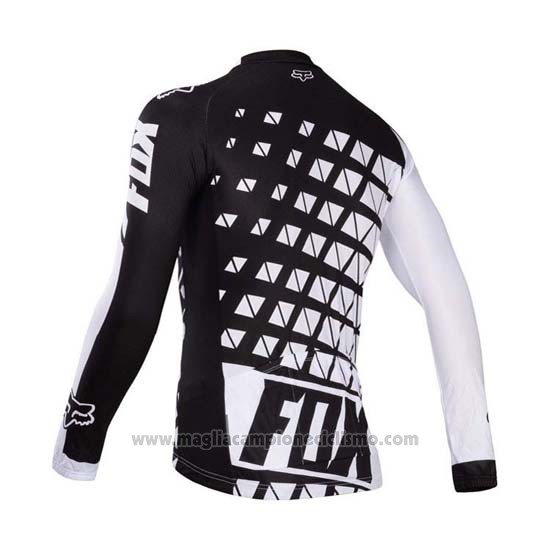 2014 Abbigliamento Ciclismo Fox Bianco e Nero Manica Lunga e Salopette