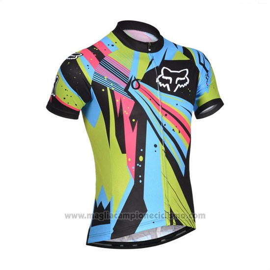 2014 Abbigliamento Ciclismo Fox Celeste e Nero Manica Corta e Salopette