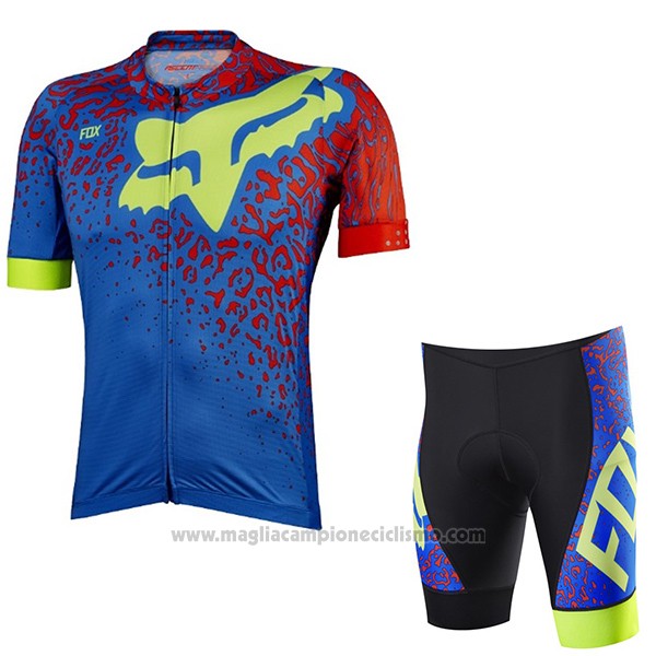 2017 Abbigliamento Ciclismo Fox Ascent Comp Blu Manica Corta e Salopette