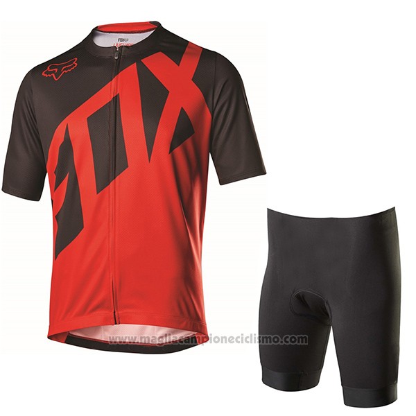 2017 Abbigliamento Ciclismo Fox Livewire Nero e Rosso Manica Corta e Salopette