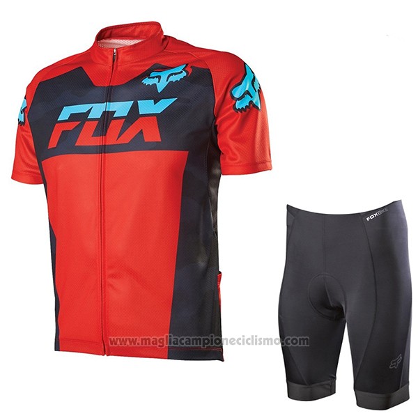 2017 Abbigliamento Ciclismo Fox Livewire Rosso Manica Corta e Salopette