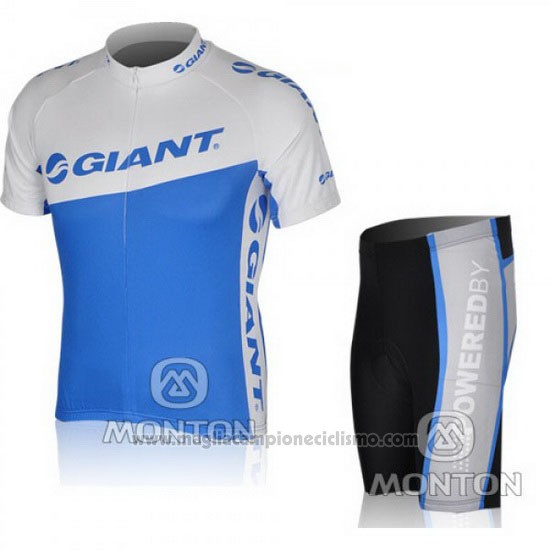 2010 Abbigliamento Ciclismo Giant Bianco e Celeste Manica Corta e Salopette