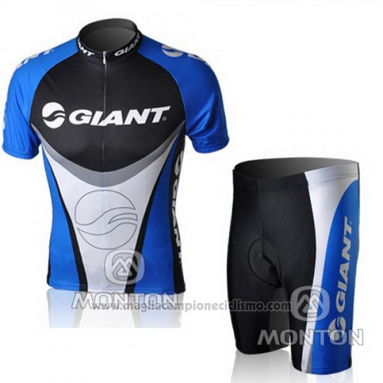 2010 Abbigliamento Ciclismo Giant Nero e Celeste Manica Corta e Salopette