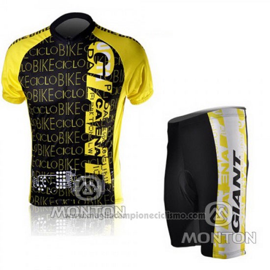 2010 Abbigliamento Ciclismo Giant Nero e Giallo Manica Corta e Salopette