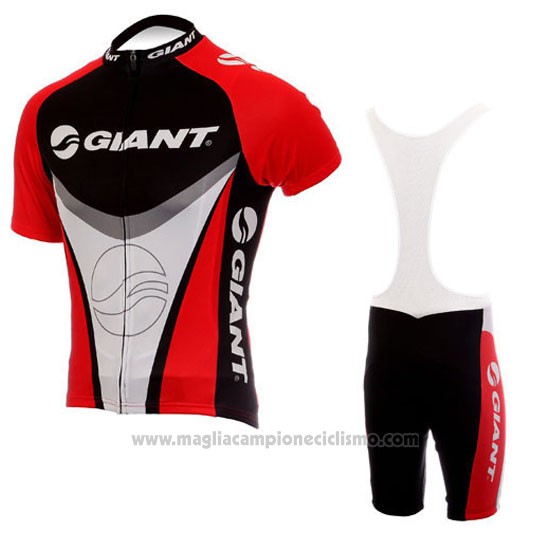 2010 Abbigliamento Ciclismo Giant Nero e Rosso Manica Corta e Salopette
