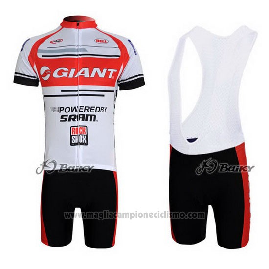 2011 Abbigliamento Ciclismo Giant Bianco e Rosso Manica Corta e Salopette