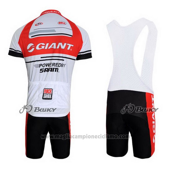 2011 Abbigliamento Ciclismo Giant Bianco e Rosso Manica Corta e Salopette