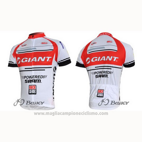 2011 Abbigliamento Ciclismo Giant Bianco e Rosso Manica Corta e Salopette