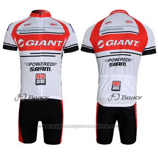 2011 Abbigliamento Ciclismo Giant Bianco e Rosso Manica Corta e Salopette