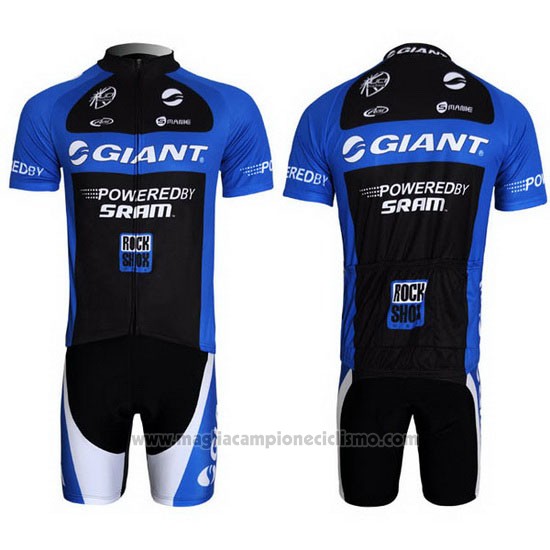 2011 Abbigliamento Ciclismo Giant Blu e Nero Manica Corta e Salopette