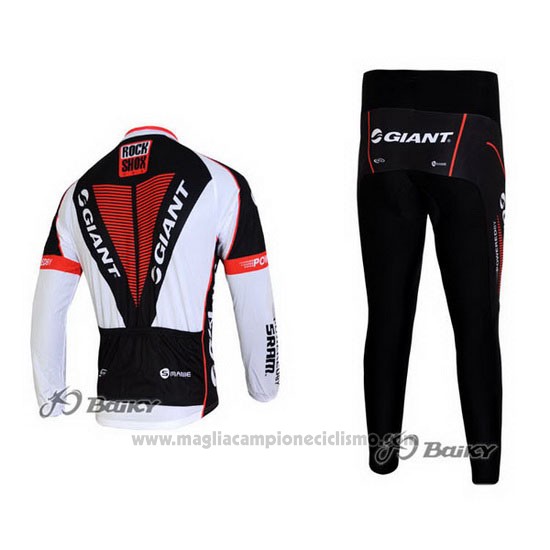 2011 Abbigliamento Ciclismo Giant Nero e Bianco Manica Lunga e Salopette