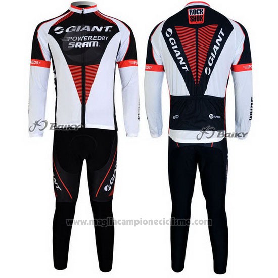 2011 Abbigliamento Ciclismo Giant Nero e Bianco Manica Lunga e Salopette