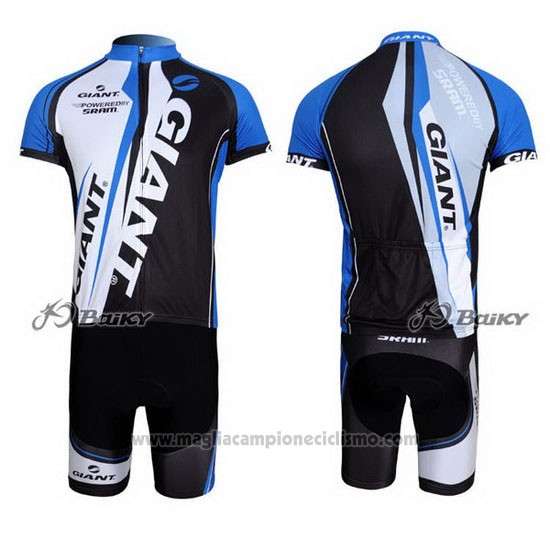 2011 Abbigliamento Ciclismo Giant Nero e Blu Manica Corta e Salopette