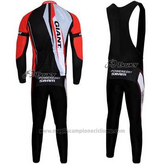 2011 Abbigliamento Ciclismo Giant Rosso e Nero Manica Lunga e Salopette