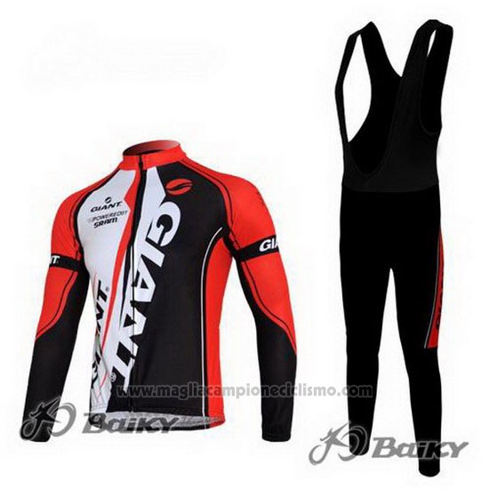 2011 Abbigliamento Ciclismo Giant Rosso e Nero Manica Lunga e Salopette