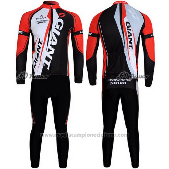 2011 Abbigliamento Ciclismo Giant Rosso e Nero Manica Lunga e Salopette