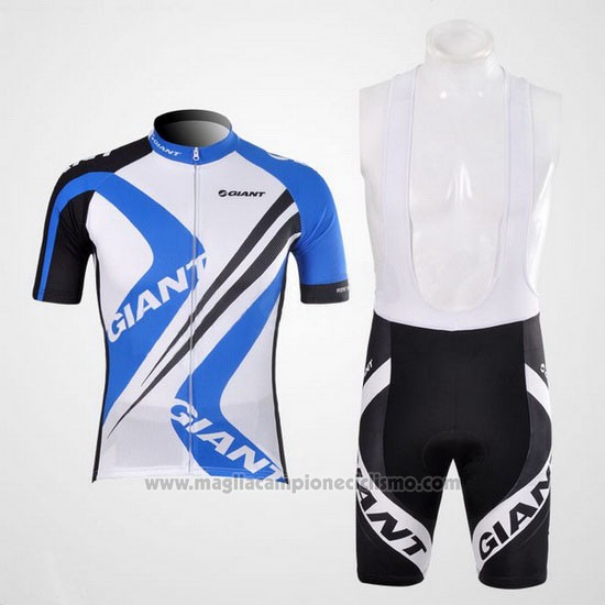 2012 Abbigliamento Ciclismo Giant Bianco e Celeste Manica Corta e Salopette