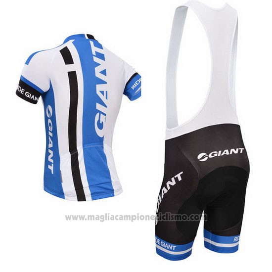 2013 Abbigliamento Ciclismo Giant Bianco e Celeste Manica Corta e Salopette