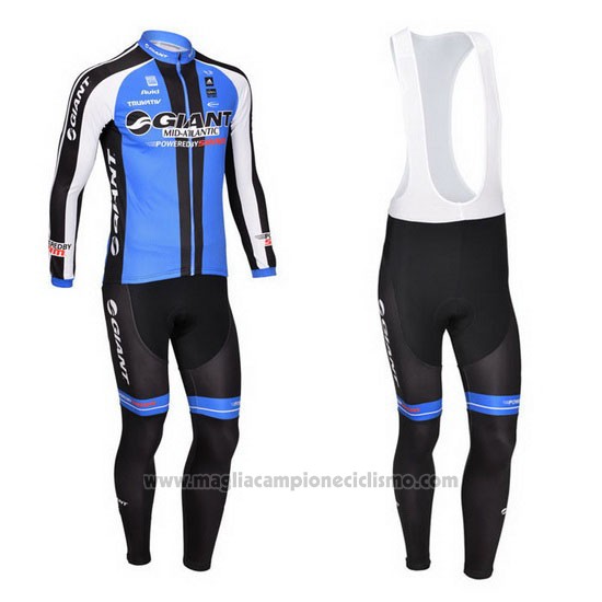 2013 Abbigliamento Ciclismo Giant Nero e Blu Manica Lunga e Salopette