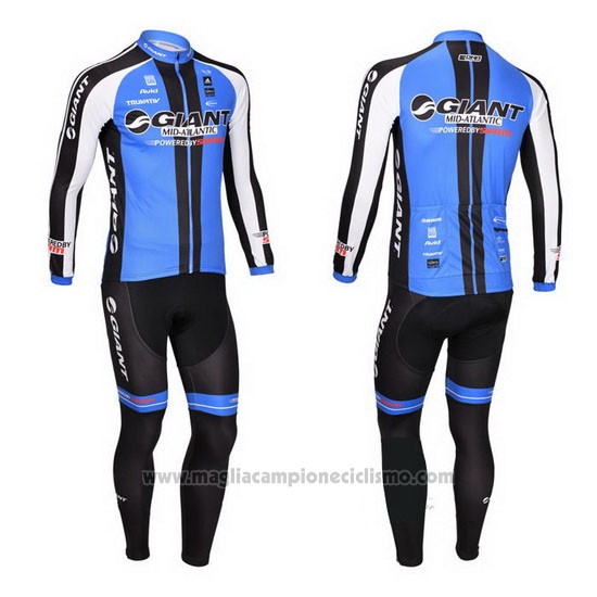 2013 Abbigliamento Ciclismo Giant Nero e Blu Manica Lunga e Salopette