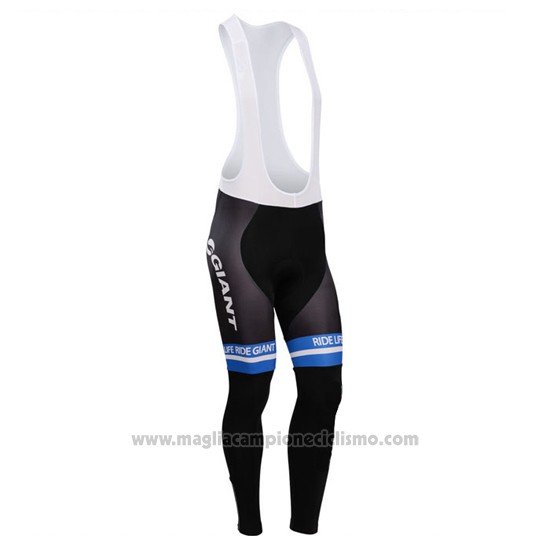 2014 Abbigliamento Ciclismo Giant Bianco e Celeste Manica Lunga e Salopette