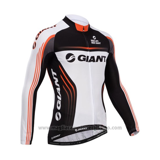 2014 Abbigliamento Ciclismo Giant Bianco e Nero Manica Lunga e Salopette