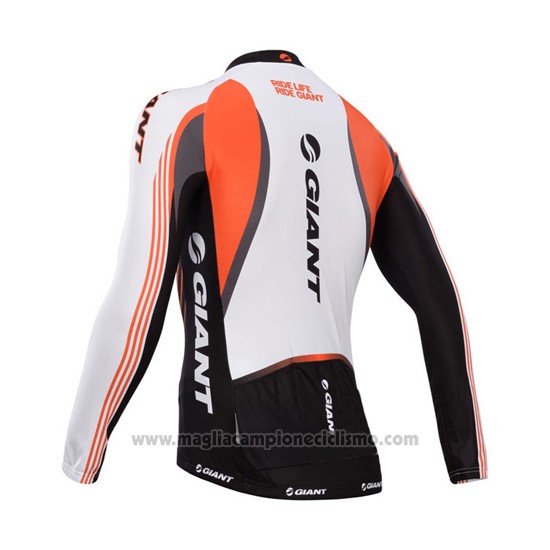 2014 Abbigliamento Ciclismo Giant Bianco e Nero Manica Lunga e Salopette