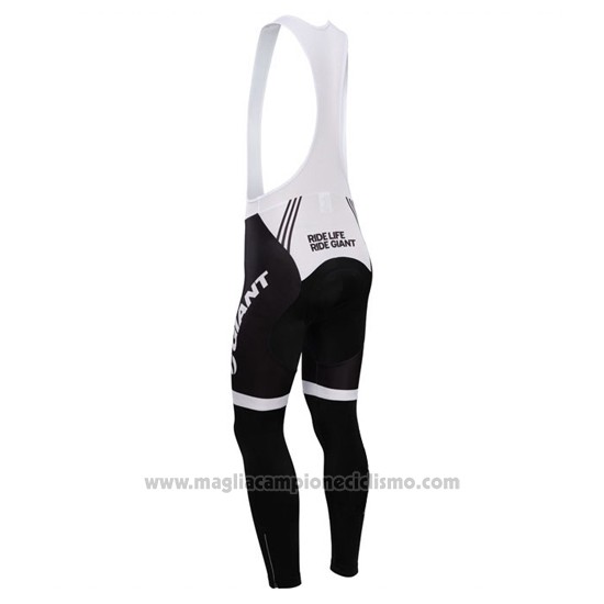 2014 Abbigliamento Ciclismo Giant Bianco e Nero Manica Lunga e Salopette