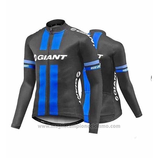 2017 Abbigliamento Ciclismo Giant Blu e Grigio Manica Lunga e Salopette